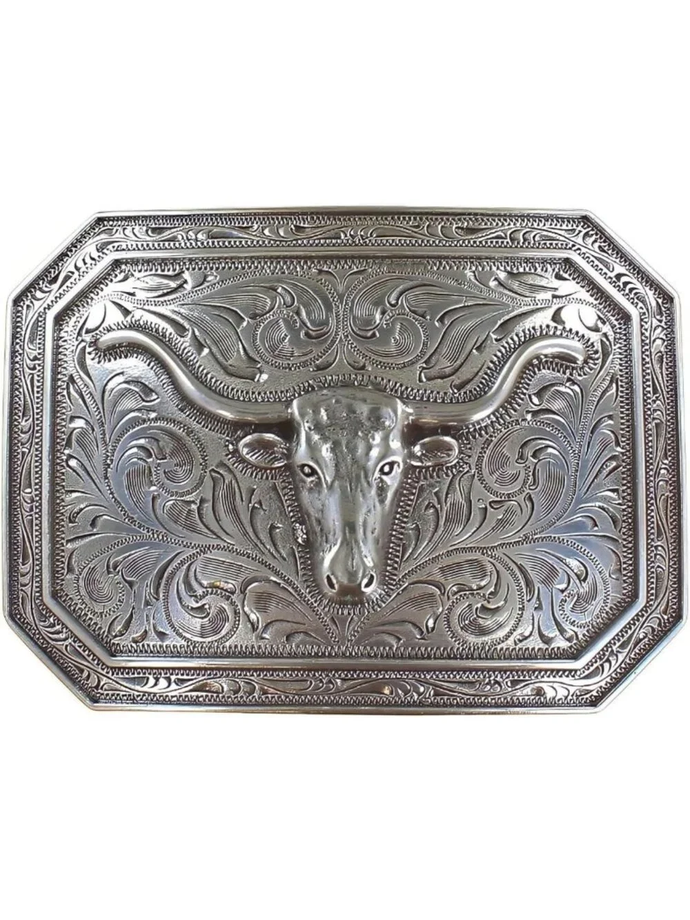 Men's Longhorn Rectangle Buckle - Western Style, Durable Metal, Perfect Gift